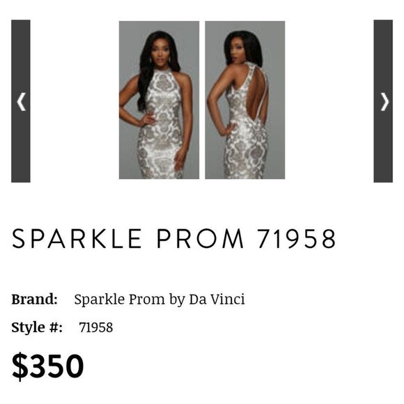 Sparkle Backless Prom Dress Full Length Beaded Style 71958 in Ivory/Palomino - Picture 15 of 15